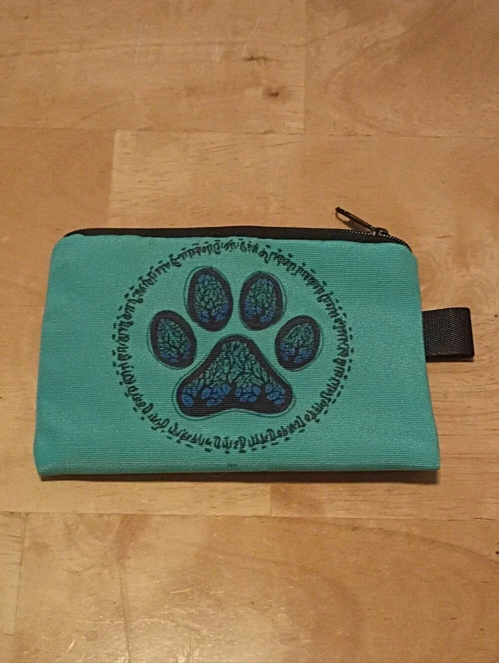 Tree Of Life Paw Print Coin Purse | Teal Blue & Black Design | New
